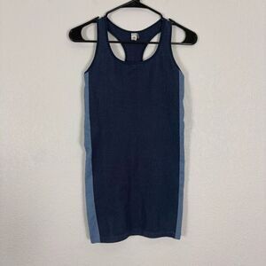 The Upside Ribbed Knit Raf Dress Navy Blue with Light Blue Sides Size XS